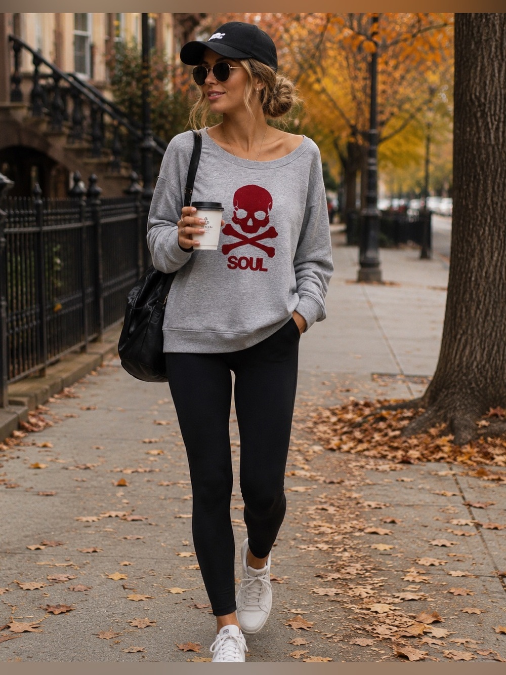 SoulCycle Flocked Skull Sweatshirt Gray Fleece Oversized L Red Skull Graphic